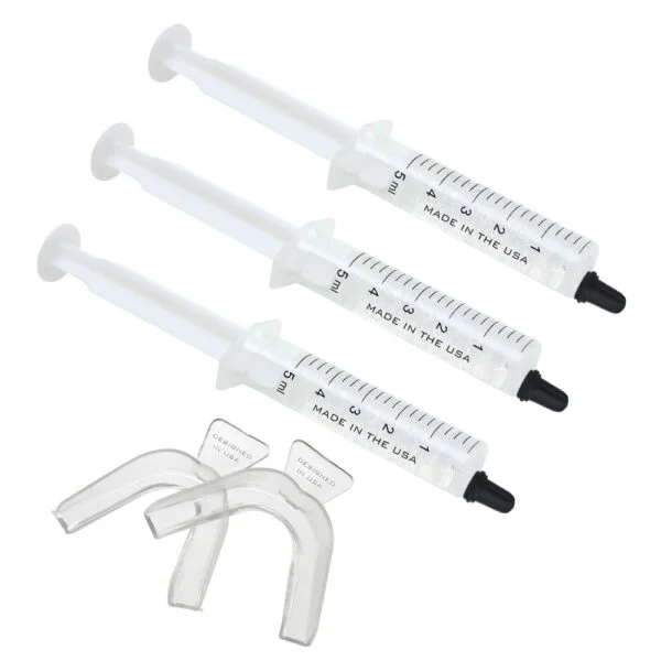 3 whitening syringes with a mouth-tray
